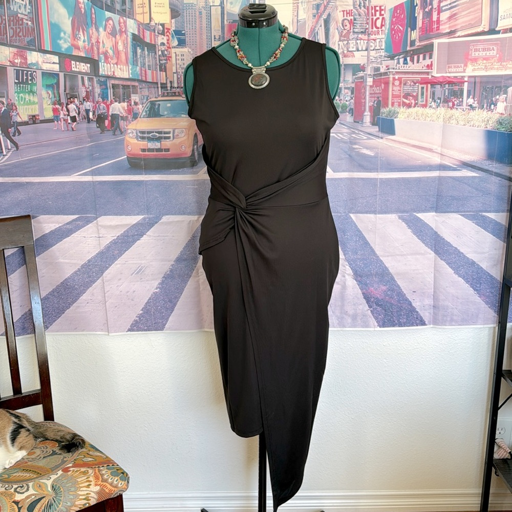 Black career/ smart casual faux wrap dress